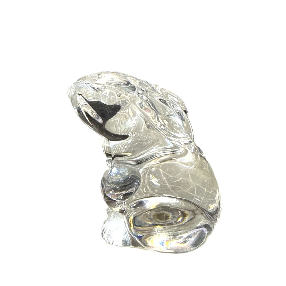 Vintage Baccarat Crystal Sitting Bunny Rabbit Figurine Paperweight -Signed
